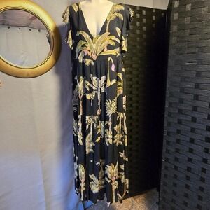Malai Maxi Dress with Ruffle Sleeves - Small to Medium